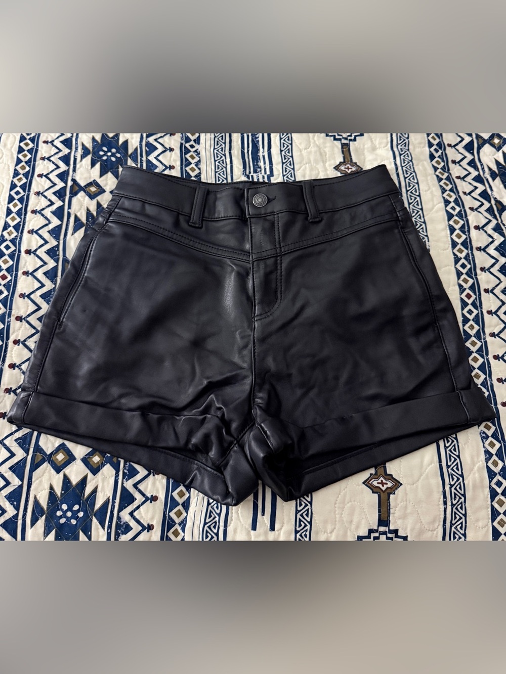 American Eagle High-Waist Black Faux Leather Women’s Shorts